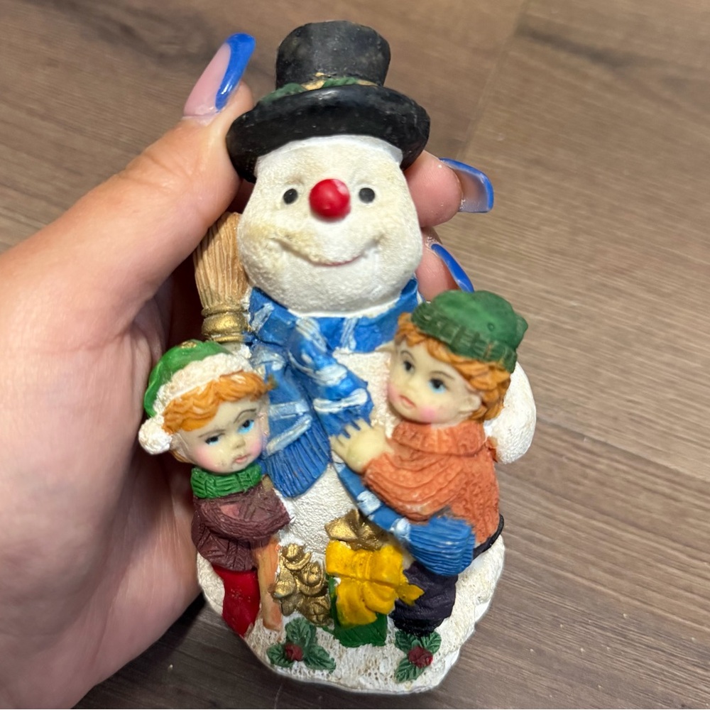 Vintage Snowman Figurine with Black Hat